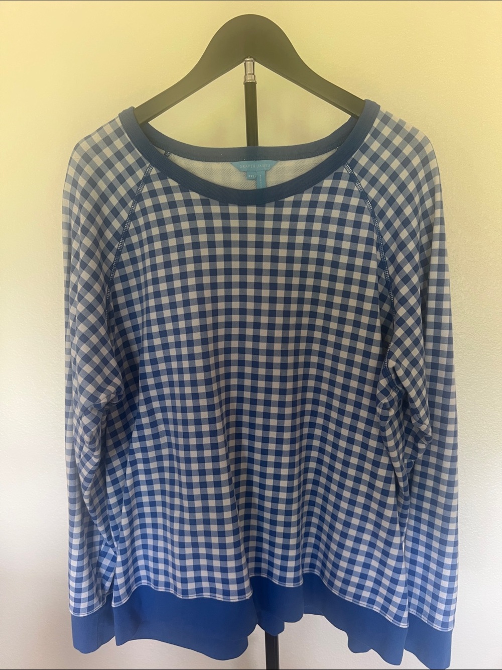 Draper James Blue & White Gingham Long Sleeve Top/Sweatshirt